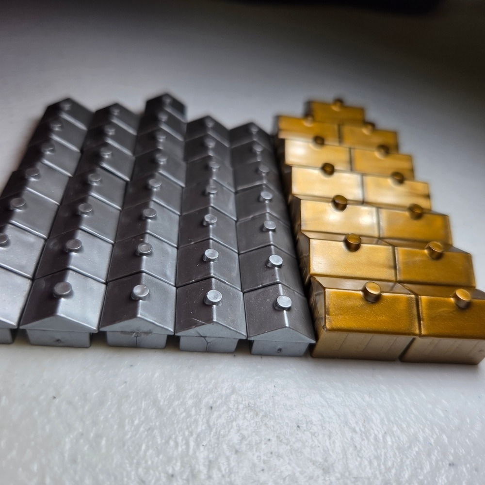 Monopoly Metallic Gold and Silver Replacement Houses and Hotels Plastic Set